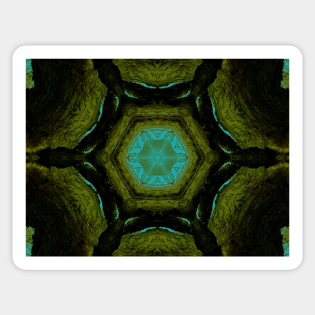 Teal and Forest Green Kaleidoscope Pattern Sticker by Zen Goat 